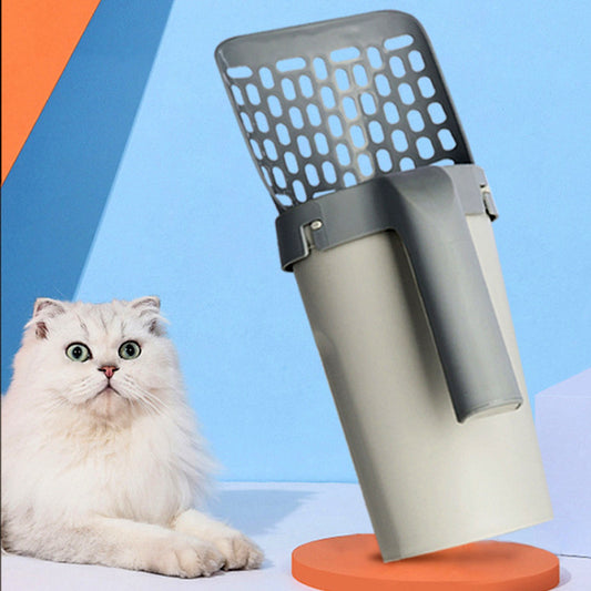 Easy-Clean Cat Litter Scoop with Built-In Bag Holder